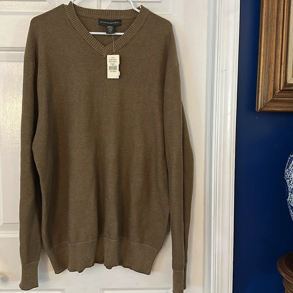 NWT Men’s Banana Republic 100% Cotton Long Sleeve V-Neck Sweater Size XXL